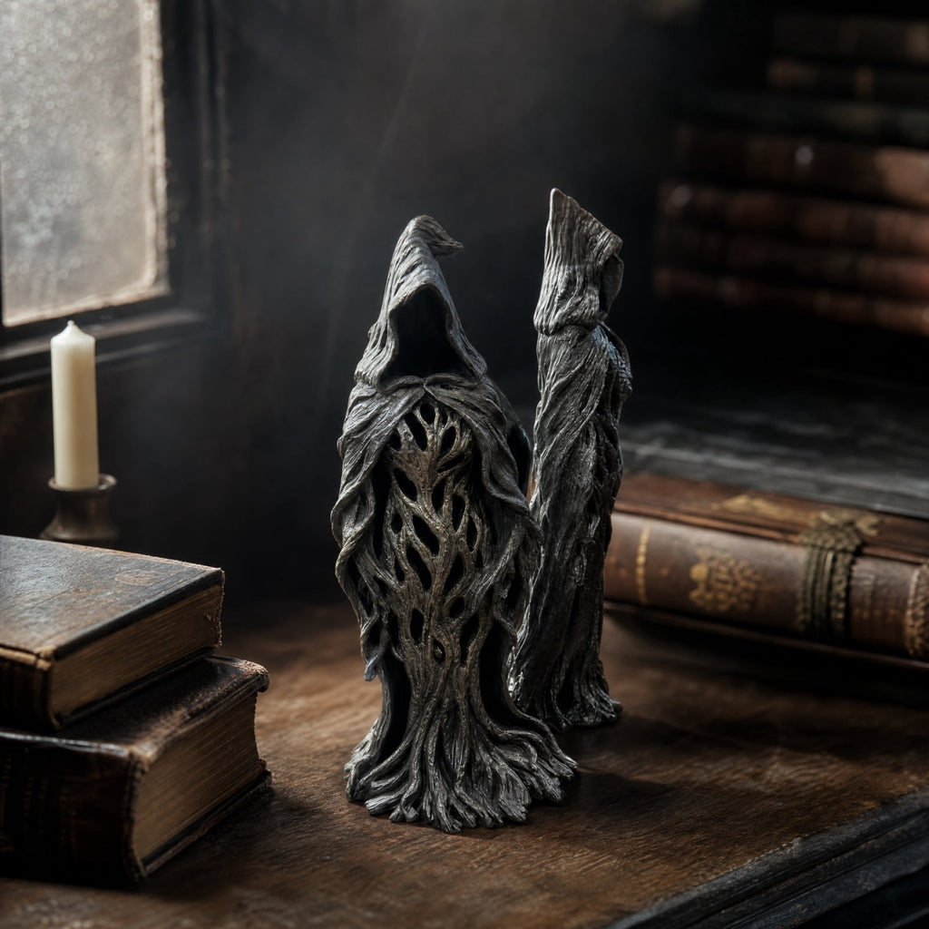 Halloween Gothic Witch Decor Mossy Tree Resin Tabletop Decor For Mantel Shelf Covered Porch Home Decorations Gift