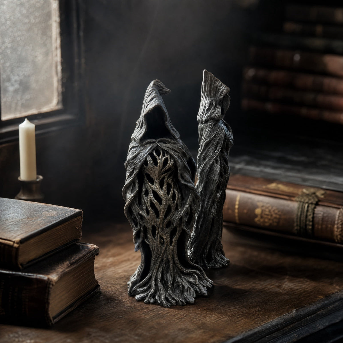 Halloween Gothic Witch Decor Mossy Tree Resin Tabletop Decor For Mantel Shelf Covered Porch Home Decorations Gift
