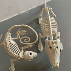 Halloween Alligator and Lizard Skeleton,Movable Mouth Joints Gothic Skeleton Animals Bones Sculptures,Halloween Scary Crocodile Skeleton Sculpture Decoration for Haunted Houses Indoor Outdoor