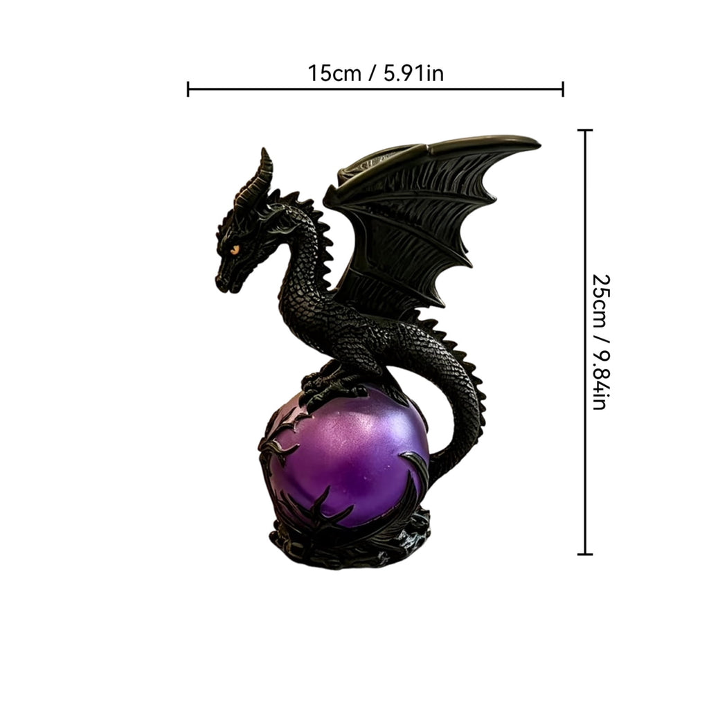 Gothic Dragon Purple LED Crystal Ball Lamp for Dark Aesthetic Decor, Fantasy Resin Dragon Night Light, Witchy Table Lamp, USB Powered Mystic Orb Light for Bedroom Shelf Altar Halloween Decoration