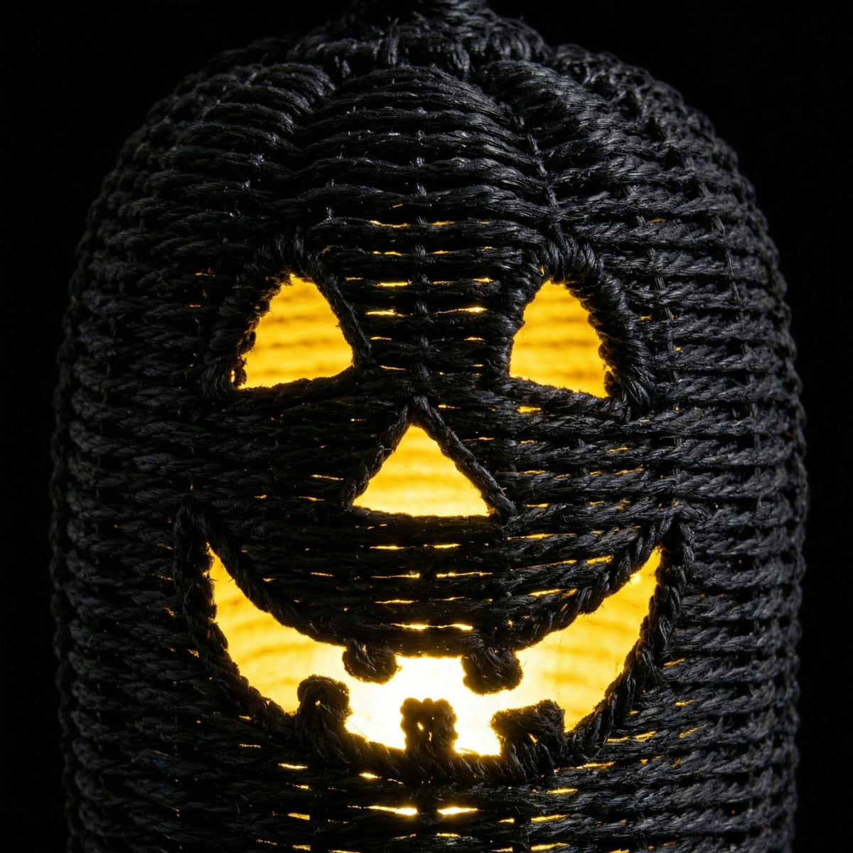 XHKUYI Halloween Hand-Woven Pumpkin Decorations 11.8 inches, Black Seagrass Jack-O-Lantern 11.8 inches, Pumpkin Candle Holder for Halloween Event Party Table Decoration