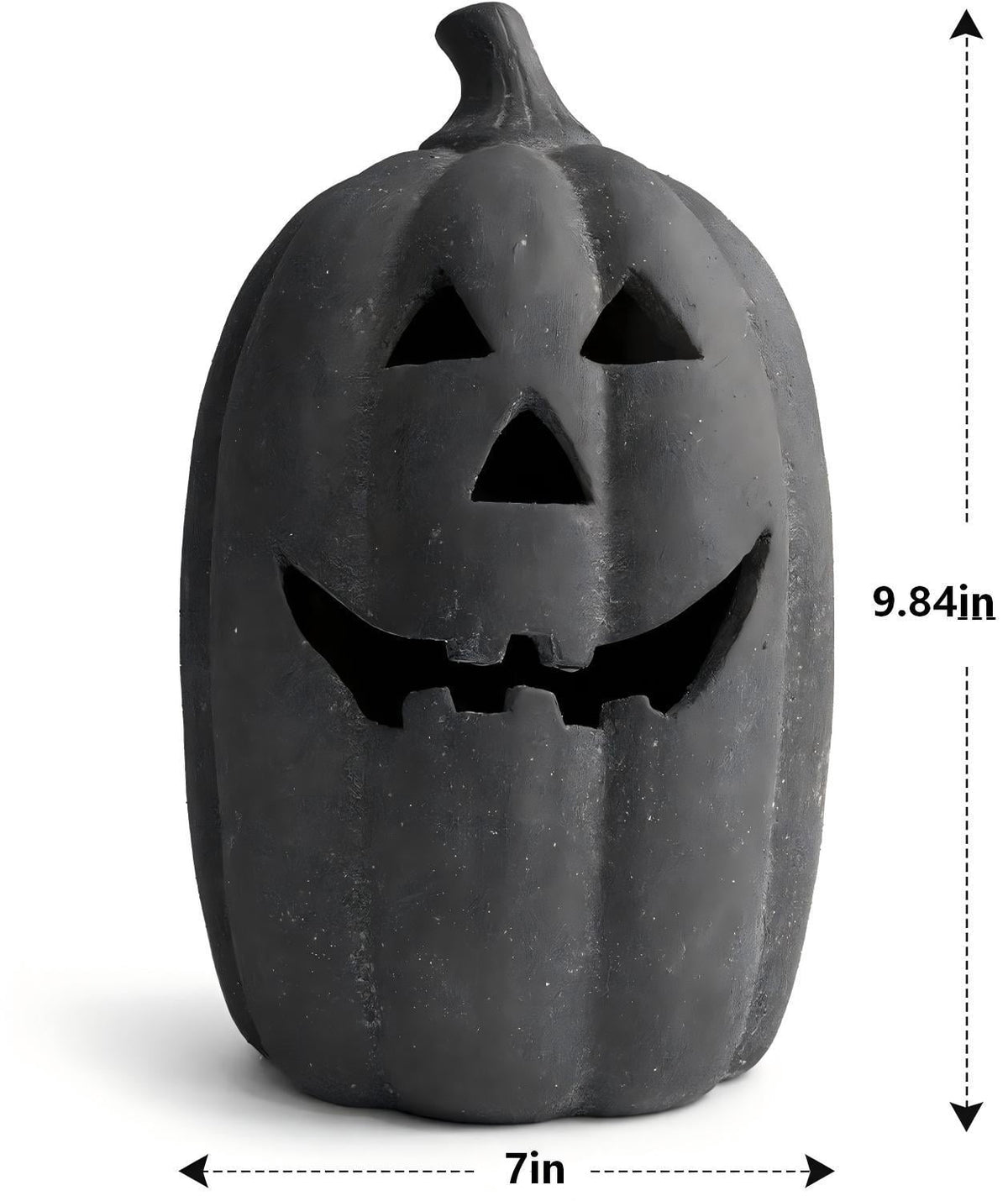 Halloween Decorations - 9.8" Black Handmade Resin Jack O Lantern Pumpkin Fall Decor, Indoor Outside Gothic Festival House Centerpiece Decoration for Table Garden Living Room Mantel