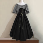 yoeyez Women Medieval Dress Plus Size Lace Up Corset Dress Halloween Gothic Elegant Queen Dress