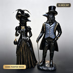 Gothic Raven Figurine Set, Victorian Raven Couple Statue, Elegant Gentleman and Lady Resin Decor, Dark Academia Tabletop Ornament for Halloween Mantel Shelf Vintage Home Display