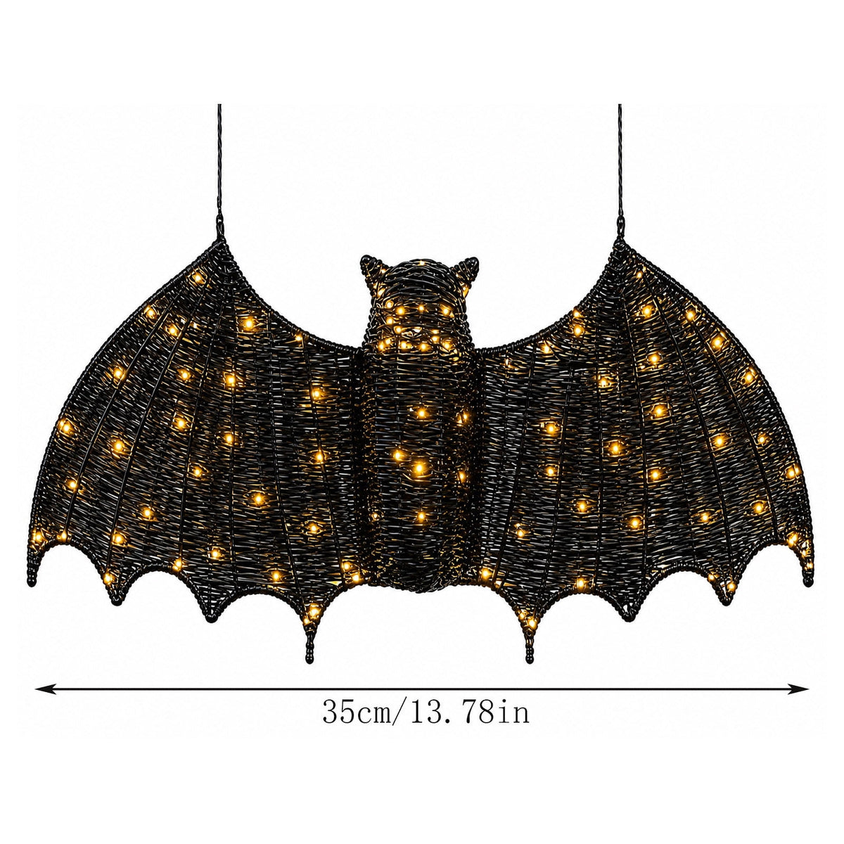 YiFudd Wicker Bats, Woven Bat Decor, Halloween Wall Decor Light Up Bat Wall Decoration for Indoor Outdoor, Black