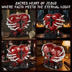Sacred Heart Building Blocks Set - Gothic Red Heart Model, Dark Art Romantic Gift for Adults, Spooky Home Decor with Rose Base, 566Pcs