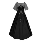yoeyez Women Medieval Dress Plus Size Lace Up Corset Dress Halloween Gothic Elegant Queen Dress