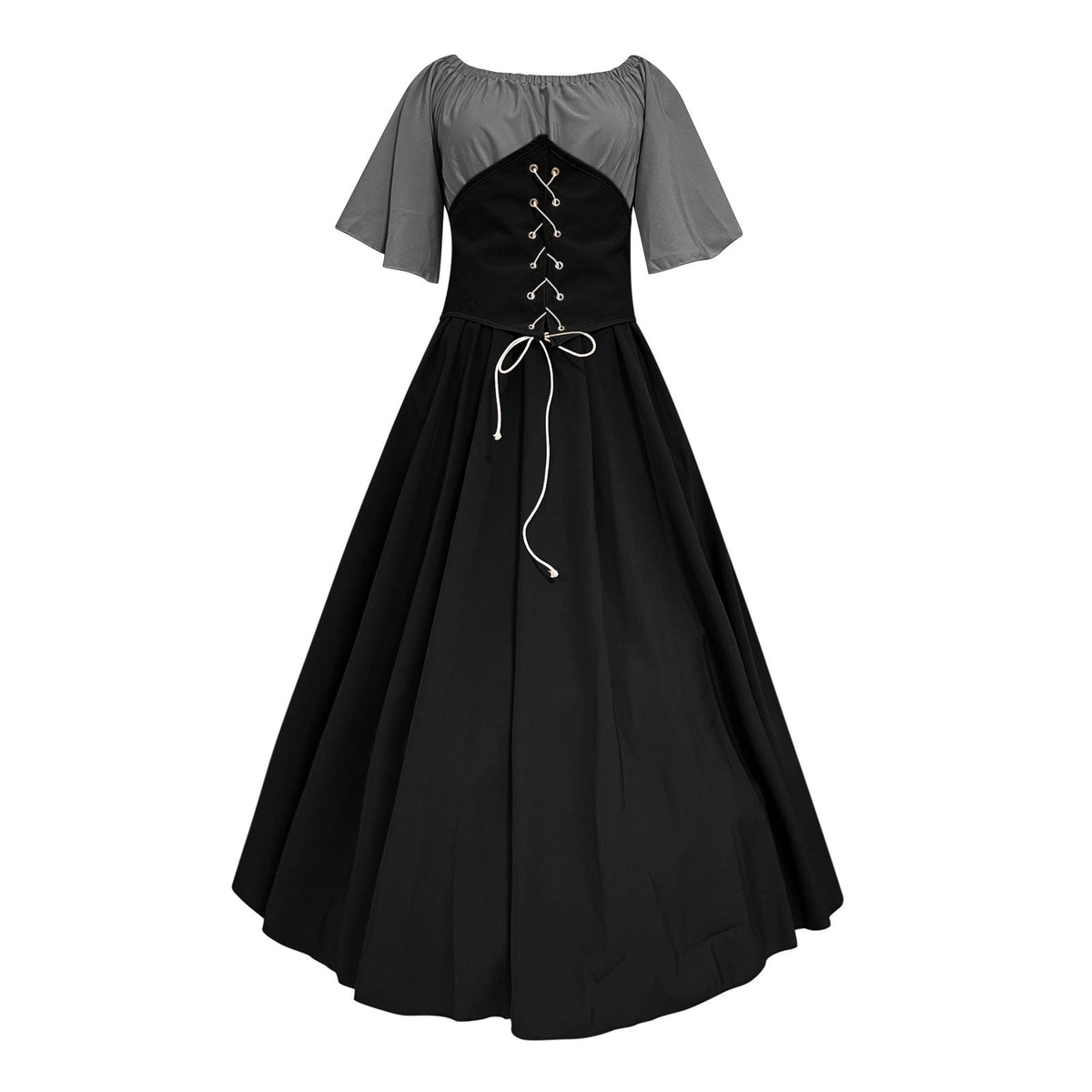 yoeyez Women Medieval Dress Plus Size Lace Up Corset Dress Halloween Gothic Elegant Queen Dress