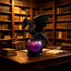 Gothic Dragon Purple LED Crystal Ball Lamp for Dark Aesthetic Decor, Fantasy Resin Dragon Night Light, Witchy Table Lamp, USB Powered Mystic Orb Light for Bedroom Shelf Altar Halloween Decoration