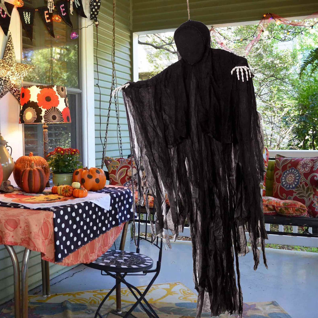 Joyfy 5ft Hanging Ghost Halloween Decorations,Scary Grim Reaper with Adjustable Arms for Indoor Outdoor Yard Home Deco