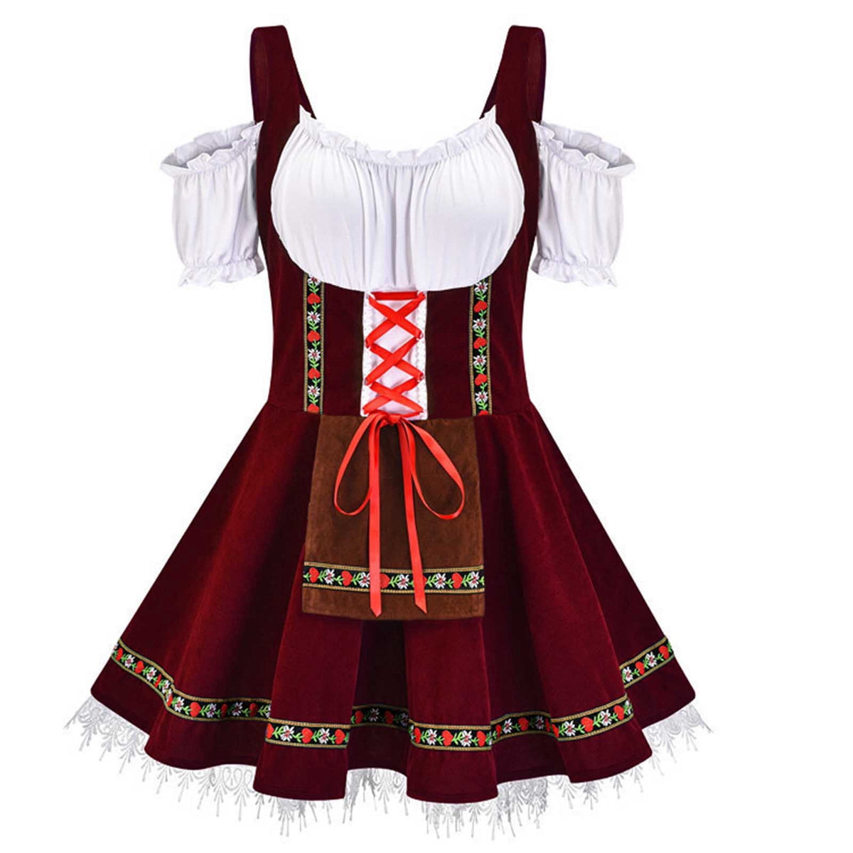 Jsaierl Women's Oktoberfest Dress Plus Size Vintage Halloween Costumeses Victorian Irish Costumes Princess Ball Gown Dresses