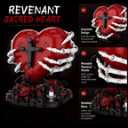 Sacred Heart Building Blocks Set - Gothic Red Heart Model, Dark Art Romantic Gift for Adults, Spooky Home Decor with Rose Base, 566Pcs