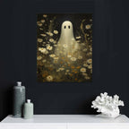 JRXY Ghost Painting Floral Print Dark Romantic Art Halloween Decoration Wall Art Academia Gothic Decor Framed Canvas 16x20in 12x16 in