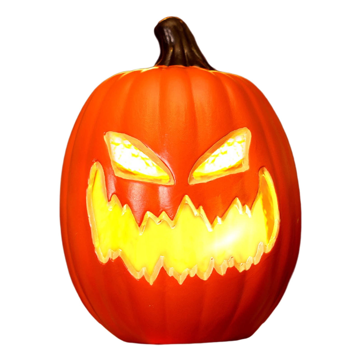 Halloween Oblong Jack O Lantern Pumpkin, Evil Eye Jack O Lantern LED Light Fanged Blow Molded Pumpkin Figurine for Covered Porch Yard Indoor Gothic Party Home Decor