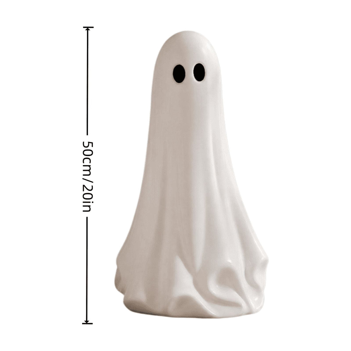 Large Ghost with Bow Tabletop Decoration, Halloween Ghost Figurine, Spooky 3D Print Statue For Mantel Shelf Entryway Table Fall Holiday Decoration, Black and White, 20"