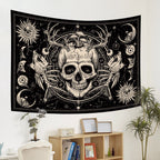 Gothic Skull Tapestries Goth Skeleton Horror Star Mystic Aesthetic Tapestry Wall Hanging for Bedroom Living Room Decor,79Wx60H