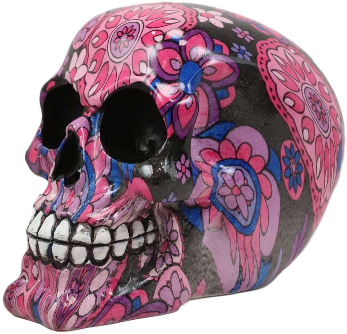 Ebros Day Of The Dead Fuschia Pink Metronome Floral Tattoo Sugar Skull Statue