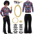 Horror Spacez 70s Disco Outfit Men Disco Costume Set Men with Shirt Flared Pants Accessories 1970s
