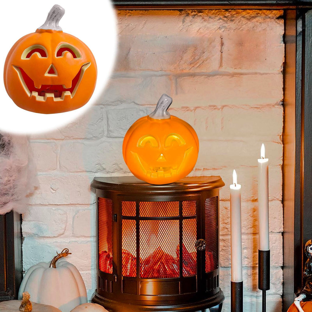 Horror Spacez Halloween Oblong Jack O Lantern Pumpkin, Evil Eye Jack O Lantern LED Light Fanged