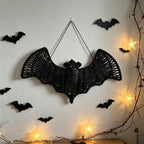 Horror Spacez Halloween Light-Up Hanging Bat Decoration, 14" Wicker Hand-Made Woven Bat Decor, LED
