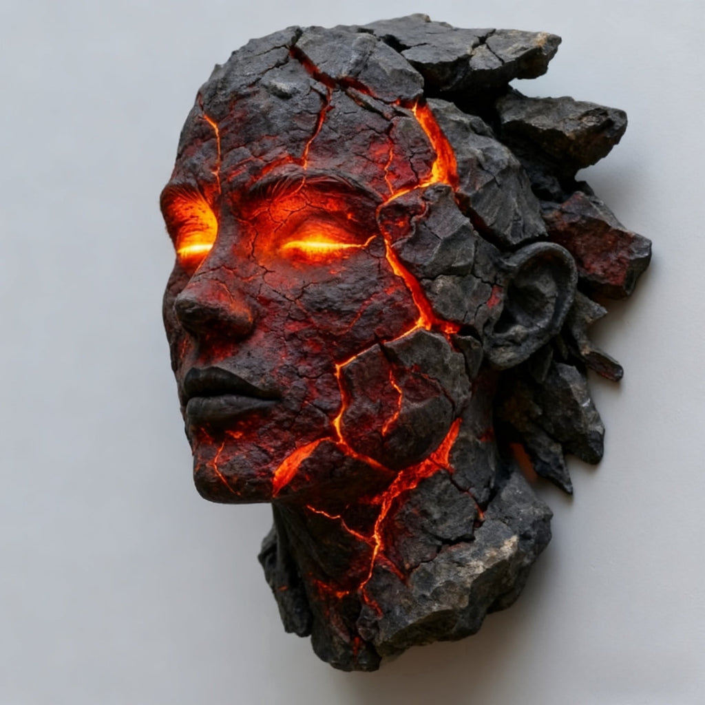 Horror Spacez Skull Flame Table Lamp,Lava Stone Skull Lamp, Spooky LED Desk Light, Halloween