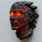 Horror Spacez Skull Flame Table Lamp,Lava Stone Skull Lamp, Spooky LED Desk Light, Halloween