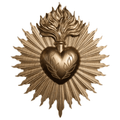 Golden Gothic Sacred Heart Wall Plaque, 9.6 x 8.1 in / 24.5 x 20.5 cm, Sacred Heart Wall Decor, Resin Heart Milagro, Ex Voto, Gothic Home Decoration Wall Hanging Ornament
