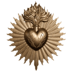 Golden Gothic Sacred Heart Wall Plaque, 9.6 x 8.1 in / 24.5 x 20.5 cm, Sacred Heart Wall Decor, Resin Heart Milagro, Ex Voto, Gothic Home Decoration Wall Hanging Ornament