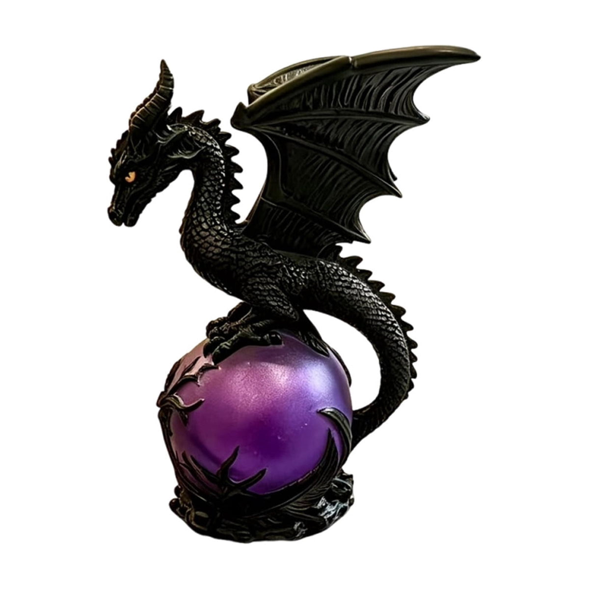 Gothic Dragon Purple LED Crystal Ball Lamp for Dark Aesthetic Decor, Fantasy Resin Dragon Night Light, Witchy Table Lamp, USB Powered Mystic Orb Light for Bedroom Shelf Altar Halloween Decoration