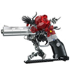 Cabeeskii Gothic Rose Revolver Building Block Set, 631 Pcs Movable Model with Red Roses, 9.2"x7.9" Dark Art Sculpture for Home Decor