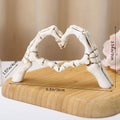 Gothic Skeleton Heart Hands Sculpture 6.3"- Unique Until Death Bone Heart Love Sign -Halloween Home Decor, Gothic Wedding Gift, Shelf Desktop Ornament