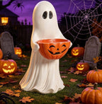 Horror Spacez Halloween Pumpkin Head Figurine with Lighted Handheld Pumpkin Lantern - Vintage Witch