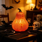 Horror Spacez Halloween Oblong Jack O Lantern Pumpkin, Evil Eye Jack O Lantern LED Light Fanged