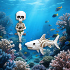 Horror Spacez Halloween Skeleton Horse Frame Decorations Outdoor Life-Like Spooky Skull Decor Resin