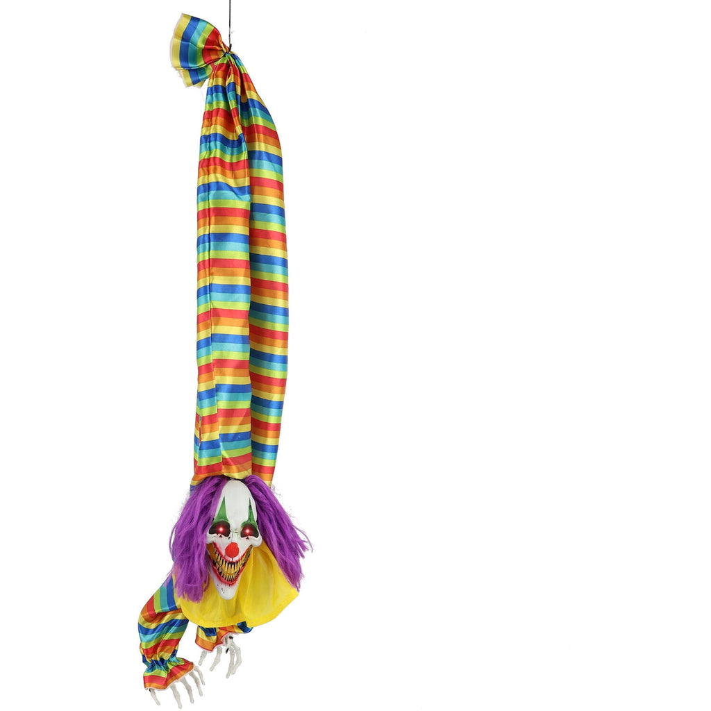 Haunted Hill Farm 47 in Animatronic Hanging Upside Down Clown with Lights and Sound, Halloween Decoration, HHCLOWN-39HLSA