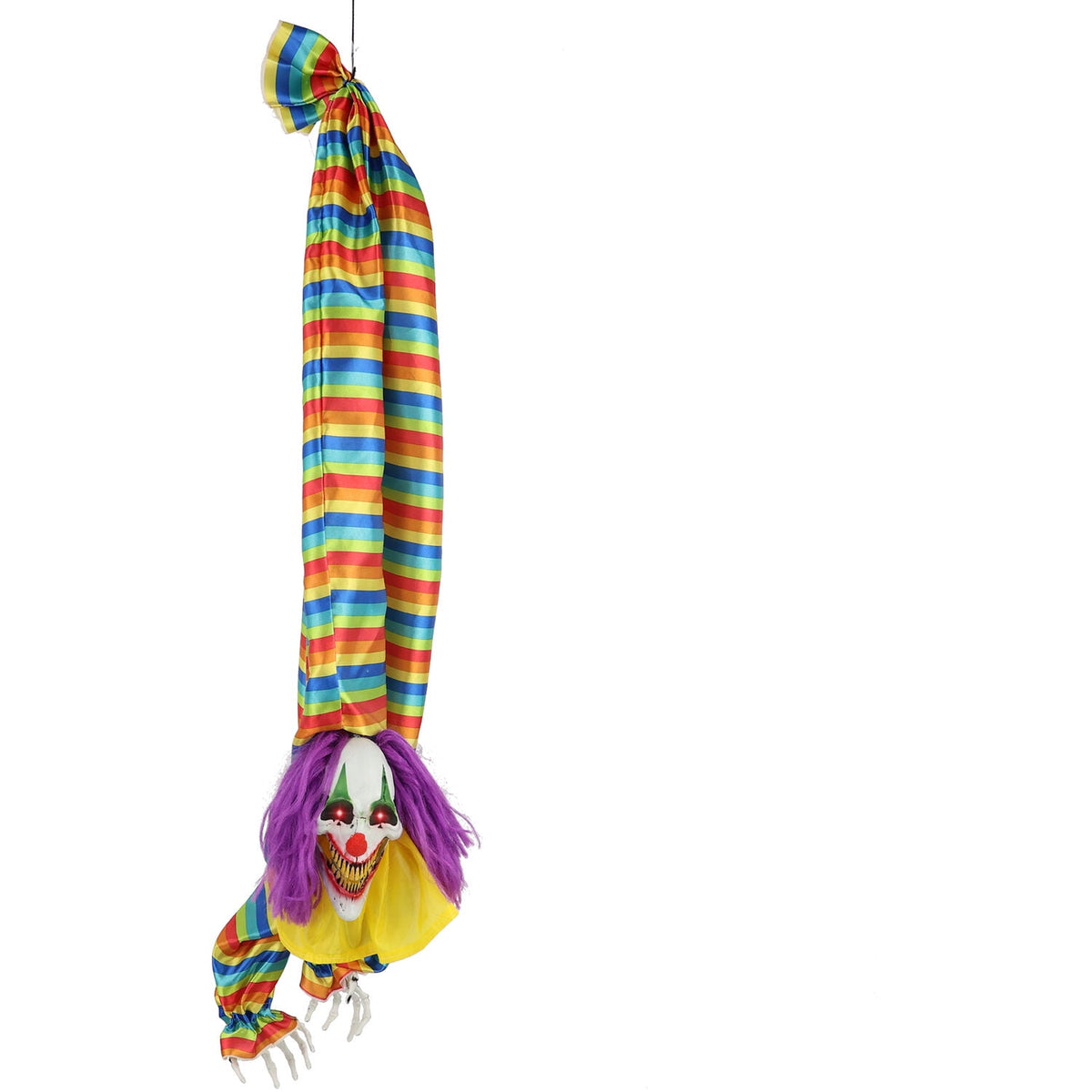 Haunted Hill Farm 47 in Animatronic Hanging Upside Down Clown with Lights and Sound, Halloween Decoration, HHCLOWN-39HLSA