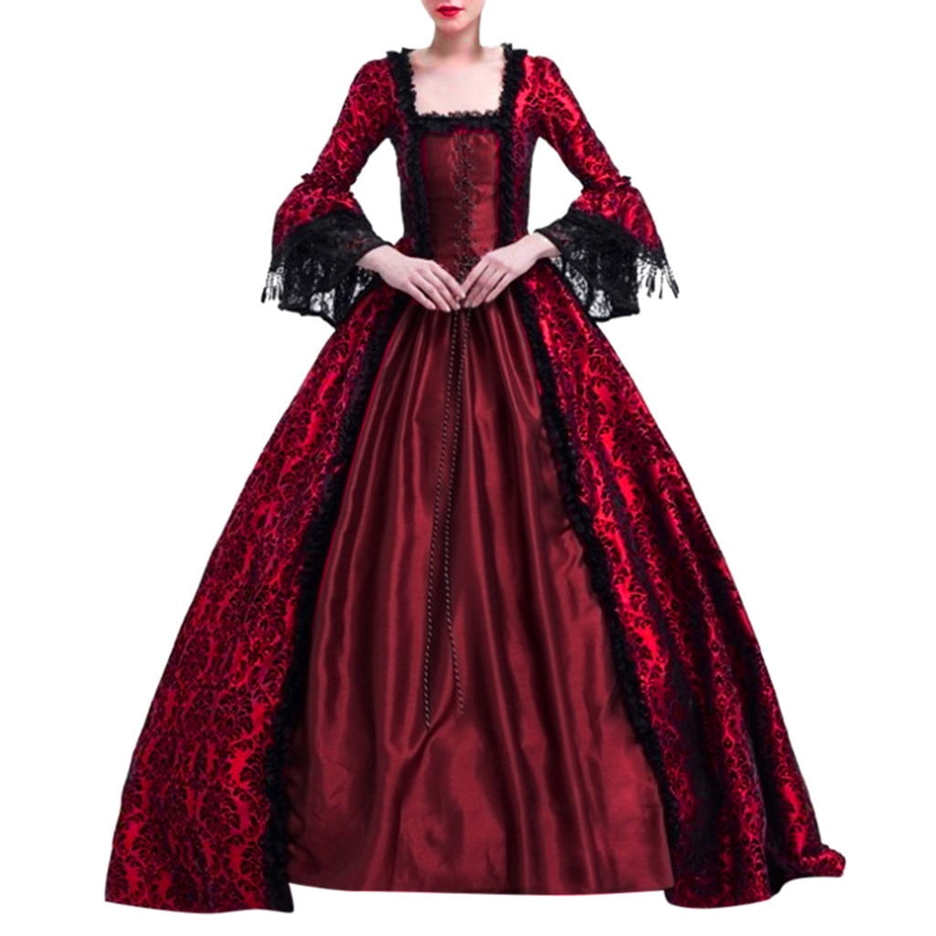 Horror Spacez Women's Halloween Costumes Plus Size Retro Renaissance Dresses Gothic Irish Costumes