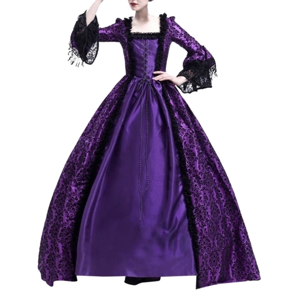 Horror Spacez Women's Halloween Costumes Plus Size Retro Renaissance Dresses Gothic Irish Costumes