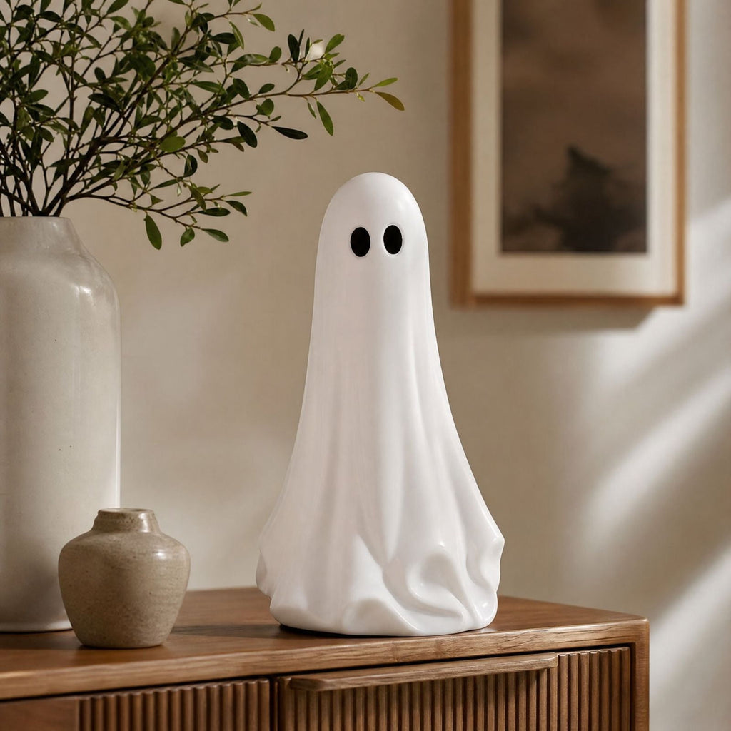 Horror Spacez Large Ghost with Bow Tabletop Decoration, Halloween Ghost Figurine, Spooky 3D Print