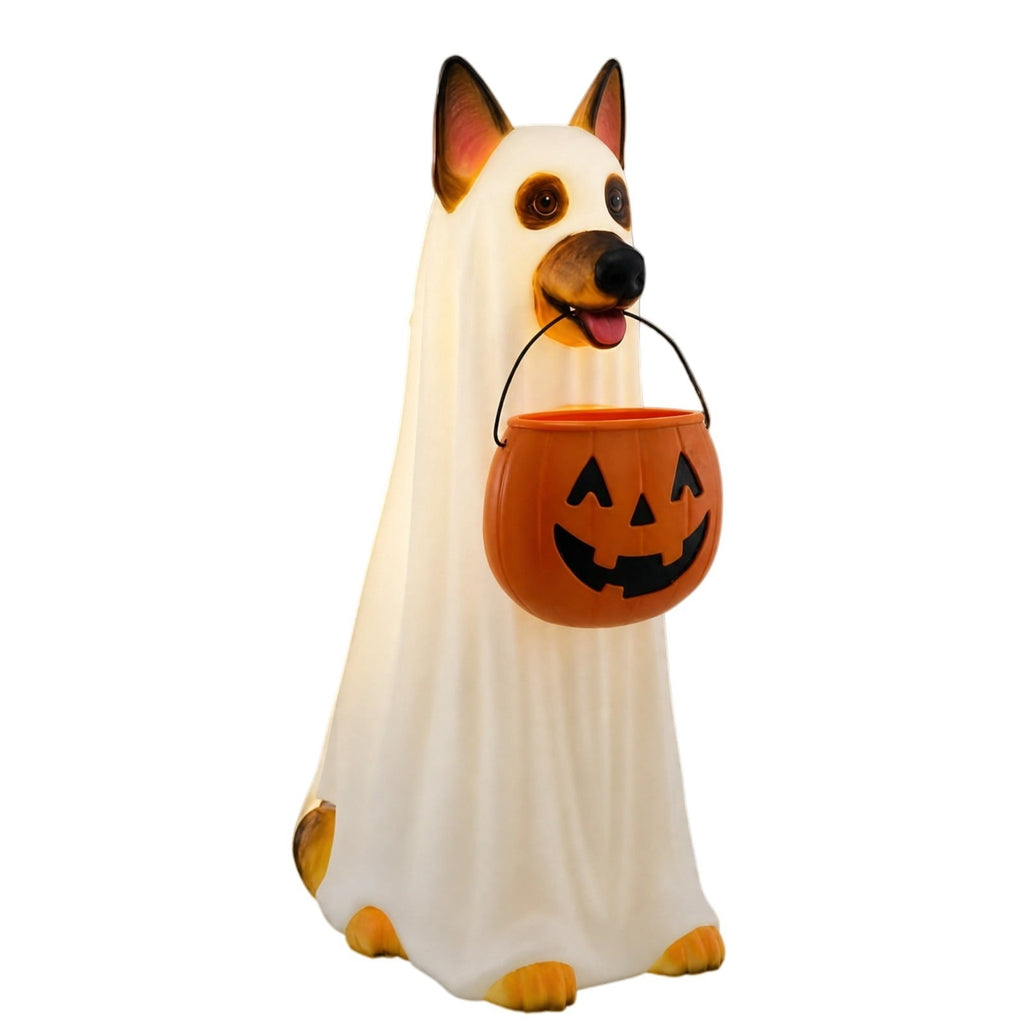 Horror Spacez Halloween Pumpkin Head Figurine with Lighted Handheld Pumpkin Lantern - Vintage Witch