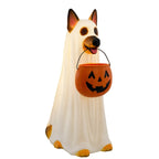 Horror Spacez Halloween Pumpkin Head Figurine with Lighted Handheld Pumpkin Lantern - Vintage Witch