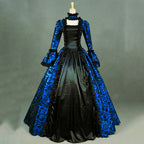 Horror Spacez Gothic Dresses for Women Retro Floral Print Flare Sleeve Princess Ball Gowns Dress