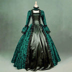 Horror Spacez Gothic Dresses for Women Retro Floral Print Flare Sleeve Princess Ball Gowns Dress