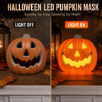 Horror Spacez Halloween Oblong Jack O Lantern Pumpkin, Evil Eye Jack O Lantern LED Light Fanged