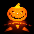 Horror Spacez Halloween Oblong Jack O Lantern Pumpkin, Evil Eye Jack O Lantern LED Light Fanged