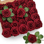 Horror Spacez 50Pcs Black Roses Artificial Flowers, Fake Roses for Decorations Real Touch Foam Rose