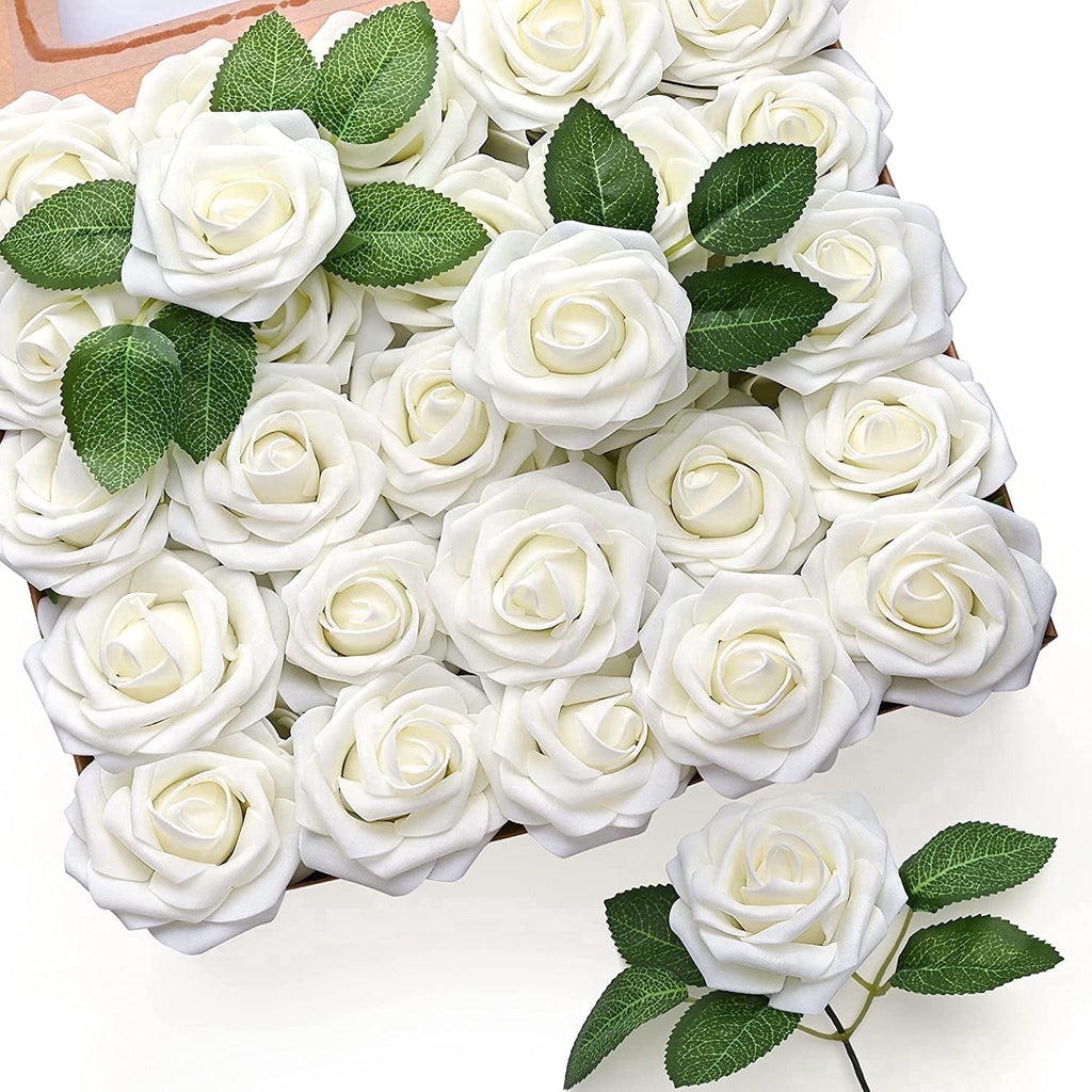 Horror Spacez 50Pcs Black Roses Artificial Flowers, Fake Roses for Decorations Real Touch Foam Rose
