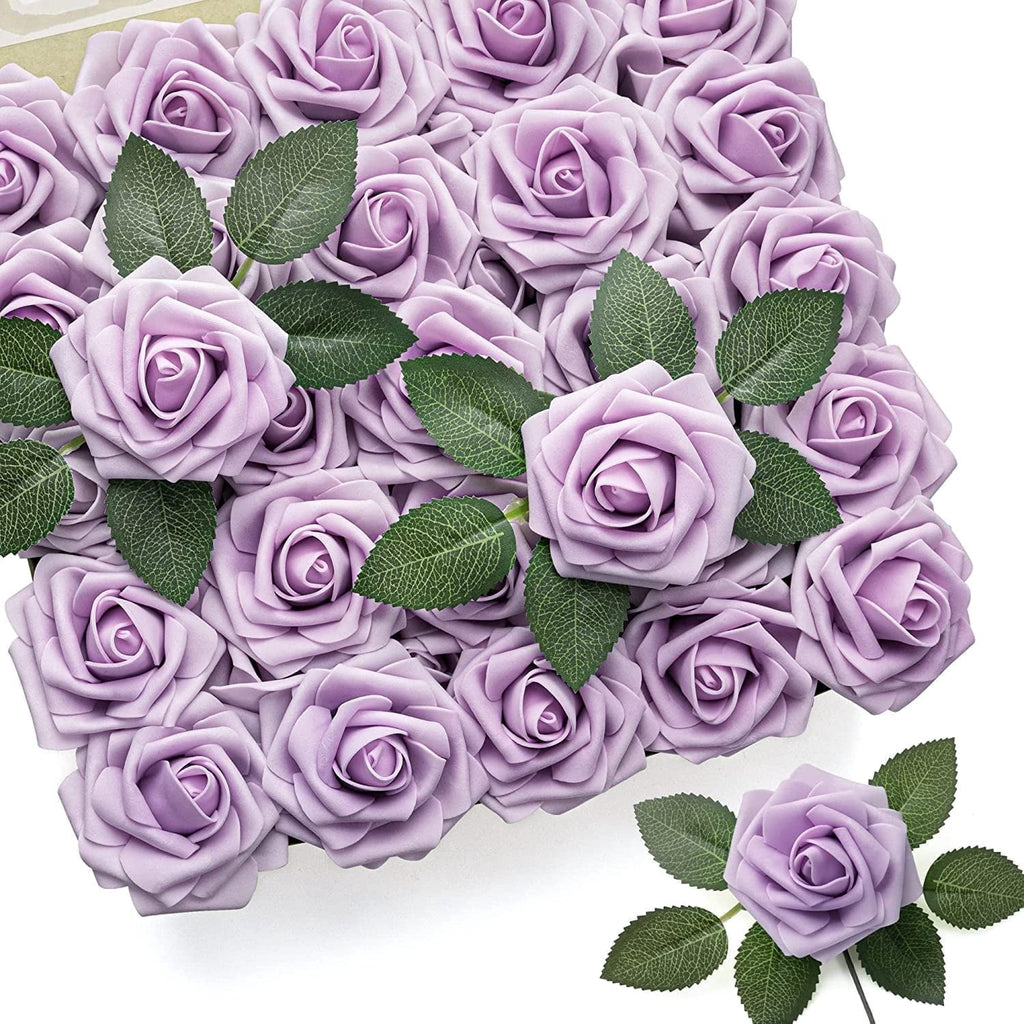 Horror Spacez 50Pcs Black Roses Artificial Flowers, Fake Roses for Decorations Real Touch Foam Rose
