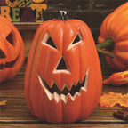 Horror Spacez Halloween Oblong Jack O Lantern Pumpkin, Evil Eye Jack O Lantern LED Light Fanged