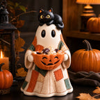 Horror Spacez Halloween Pumpkin Head Figurine with Lighted Handheld Pumpkin Lantern - Vintage Witch